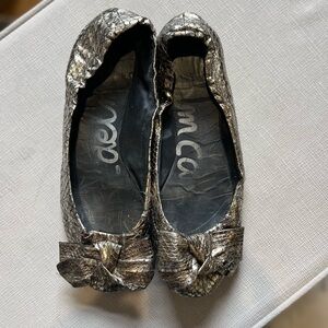 Silver crinkle ballet flats Sam Edelman